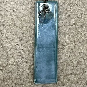 Hand Crafted Blue Pottery Pendant Necklace
